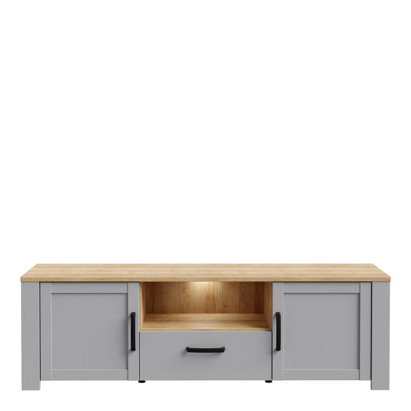 Bohol TV Unit Inc. LED Light in Riviera Oak/Grey Oak — side angle