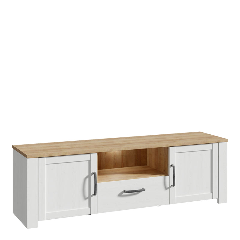 Bohol TV Unit inc. LED Light in Riviera Oak/White — front view