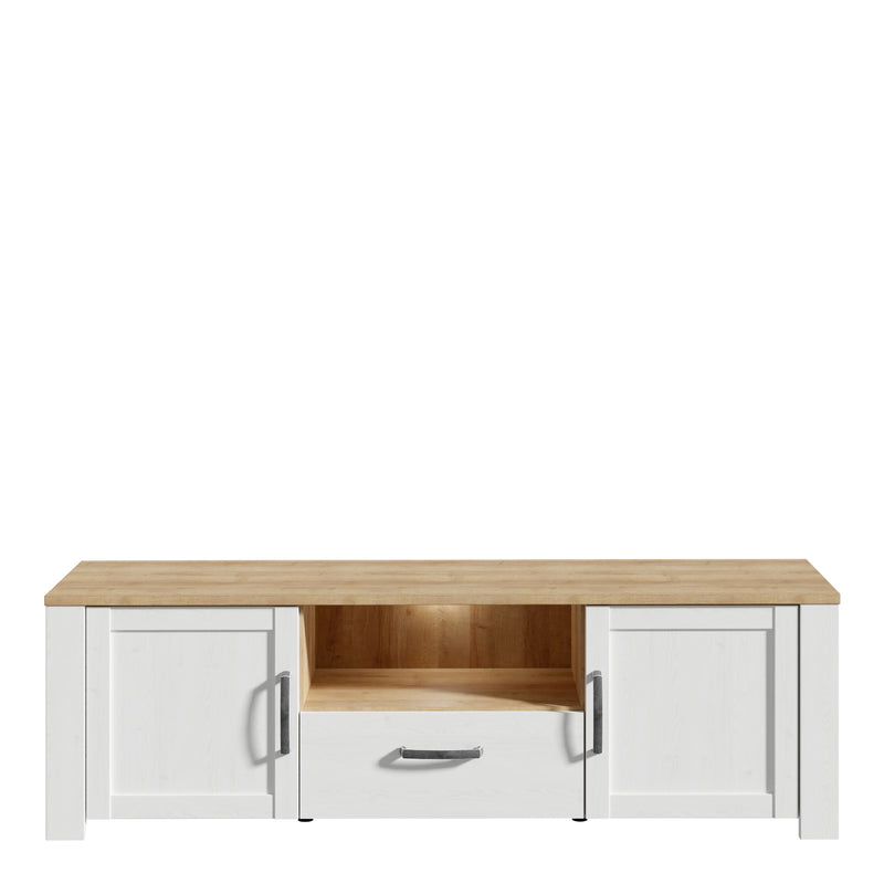 Bohol TV Unit inc. LED Light in Riviera Oak/White — side angle