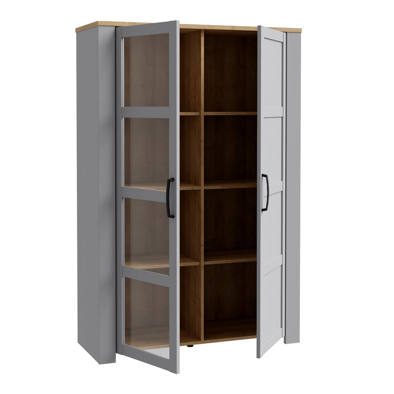 Bohol Display Cabinet inc. 2x LED Lights in Riviera Oak/Grey Oak — detail view