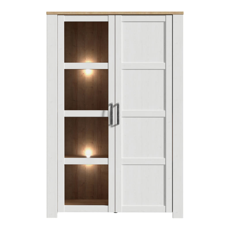 Bohol Display Cabinet inc. 2x LED Lights in Riviera Oak/White — side angle