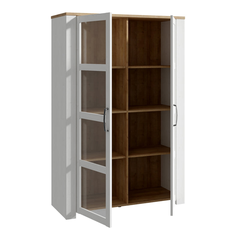 Bohol Display Cabinet inc. 2x LED Lights in Riviera Oak/White — detail view