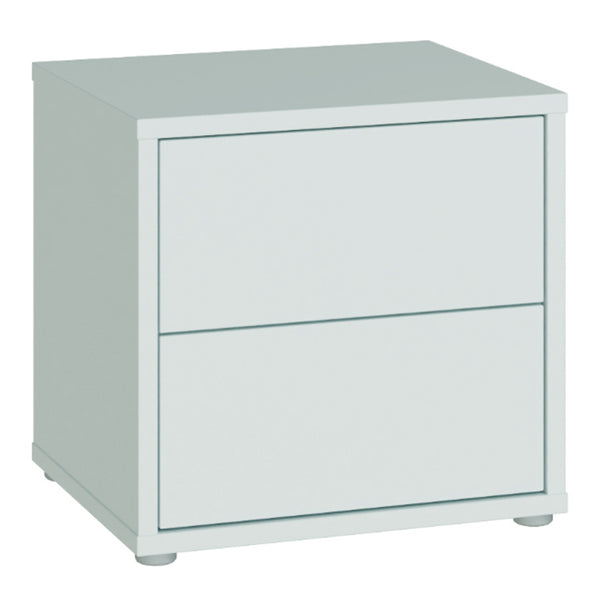 Alice Springs Low Bedside Cabinet with 2 Drawers Push-to-Open in Light Grey