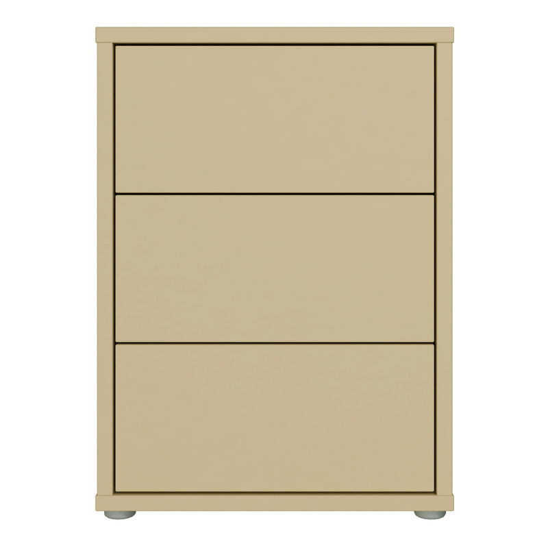 Alice Springs Bedside Cabinet with 3 Drawers Push — side angle
