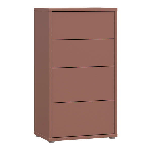 Alice Springs Tall 4 Drawer Chest with Push-to-Open Drawers in Terracotta