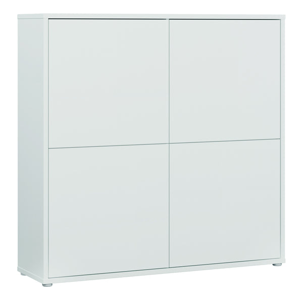 Alice Springs 4 Door Large Storage Cabinet with Push-to-Open Doors in Light Grey