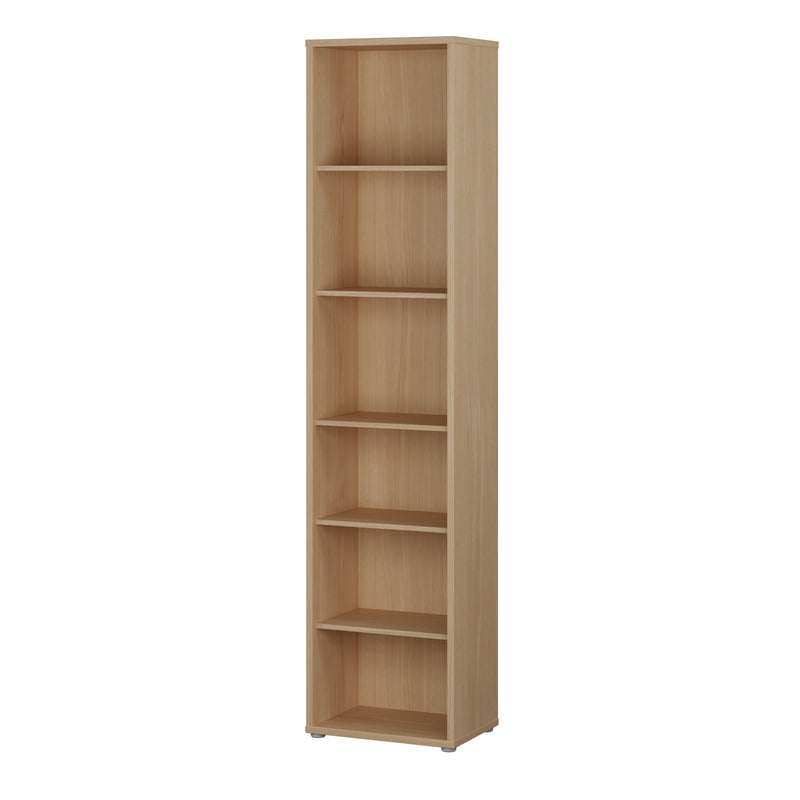 Alice Springs Tall Narrow Bookcase with 5 Shelves in Elegancia Oak — detail view
