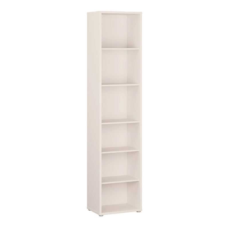 Alice Springs Tall Narrow Bookcase with 5 Shelves in Soft Neutral — front view