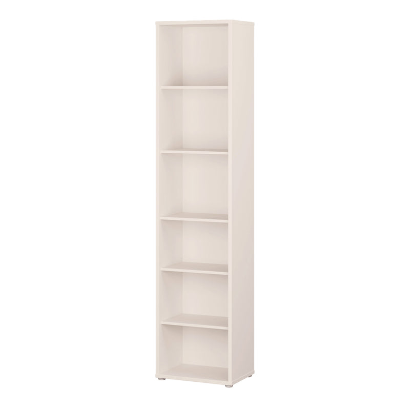 Alice Springs Tall Narrow Bookcase with 5 Shelves in Soft Neutral — detail view