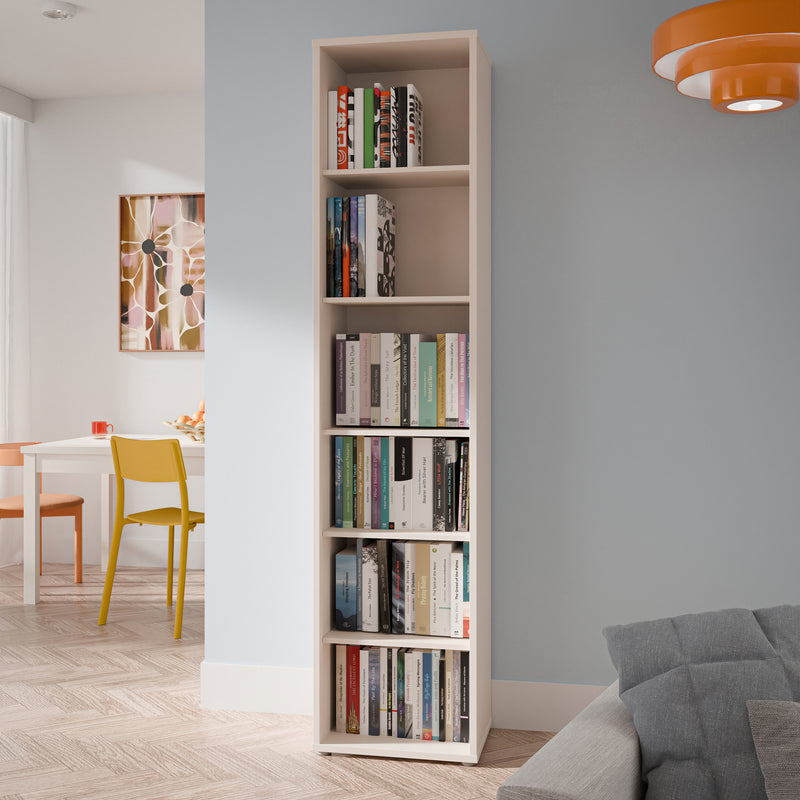 Alice Springs Tall Narrow Bookcase with 5 Shelves in Soft Neutral — view 4l