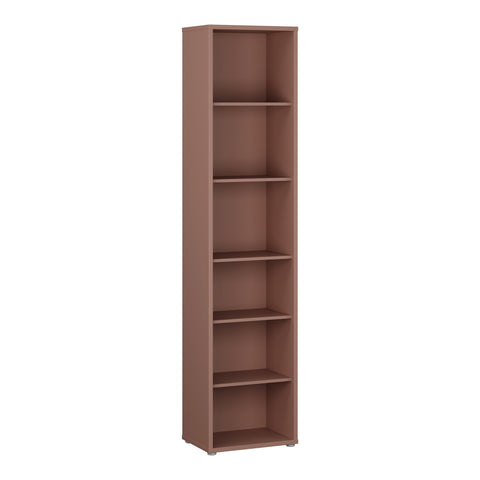 Alice Springs Tall Narrow Bookcase with 5 Shelves in Terracotta — front view