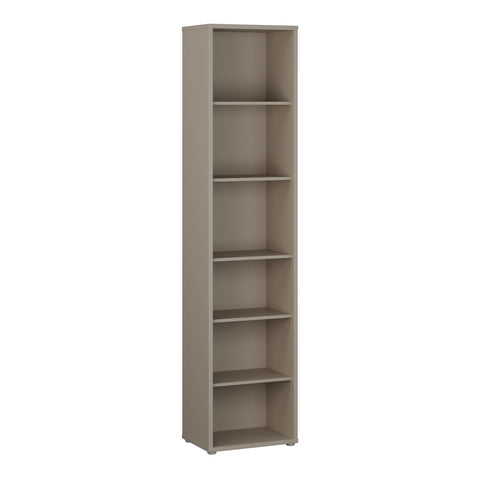 Alice Springs Tall Narrow Bookcase with 5 Shelves in Taupe — front view