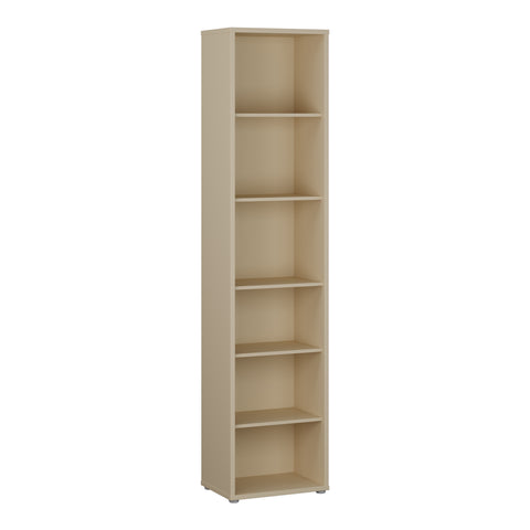 Alice Springs Tall Narrow Bookcase with 5 Shelves in Butter Yellow — front view