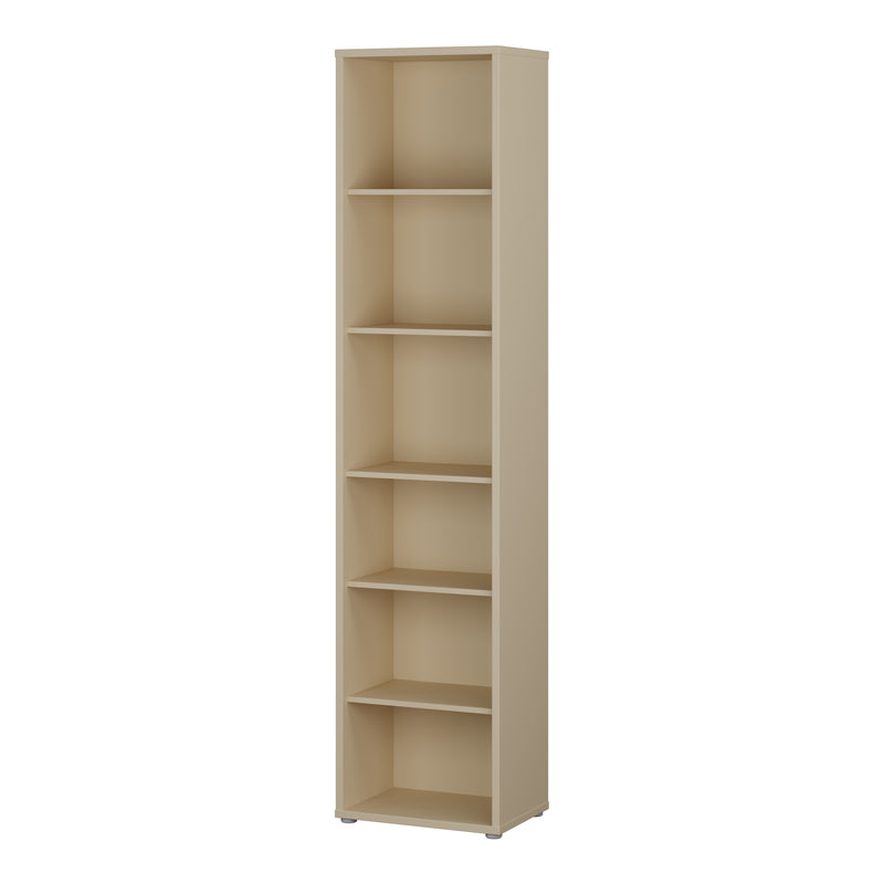 Alice Springs Tall Narrow Bookcase with 5 Shelves in Butter Yellow — detail view