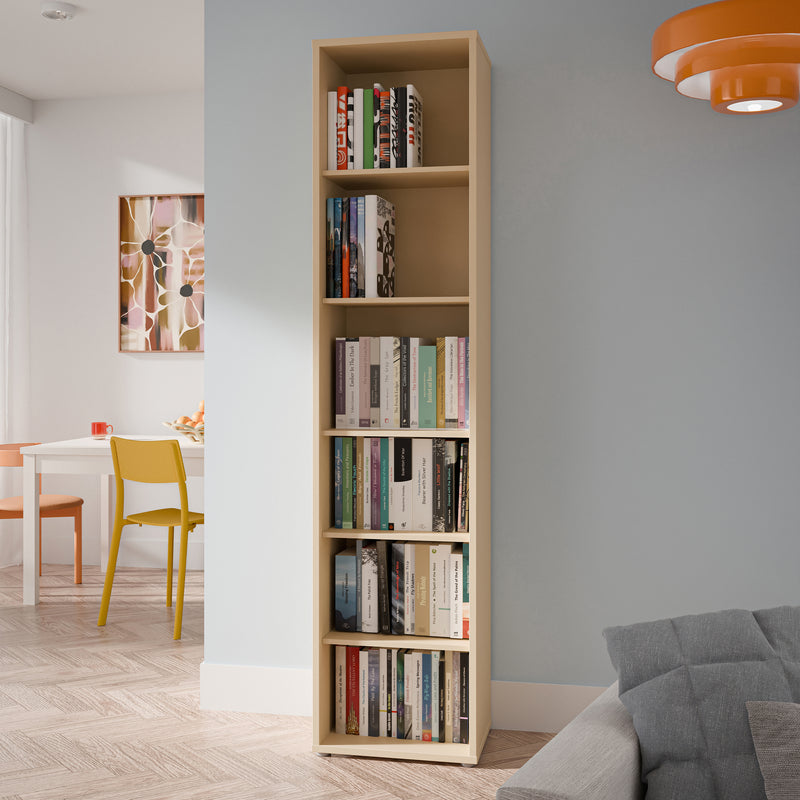 Alice Springs Tall Narrow Bookcase with 5 Shelves in Butter Yellow — view 4l
