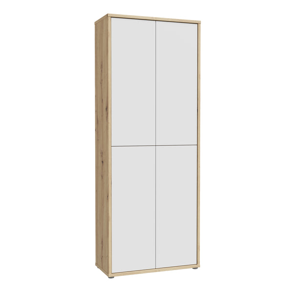Alice Springs Shoe Cabinet with 4 Doors Push-to-Open in Artisan Oak and Light Grey Doors