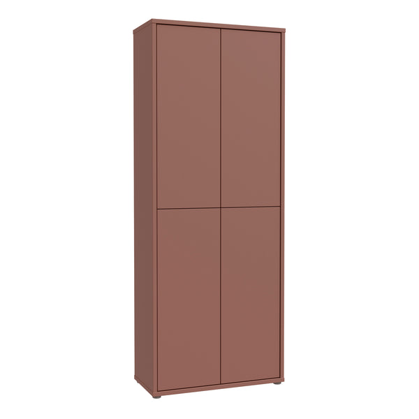 Alice Springs Tall Shoe Cabinet with 4 Doors Push-to-Open in Terracotta