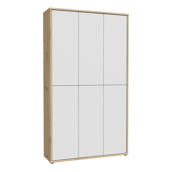 Alice Springs Shoe cabinet with 6 Doors Push-to-Open in Artisan Oak and Light Grey Doors
