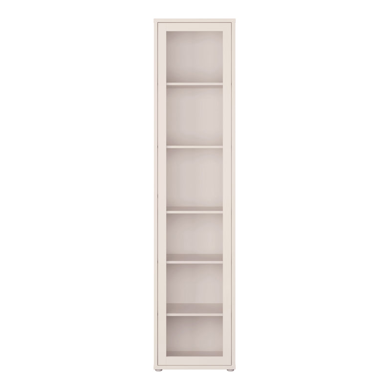 Alice Springs Slim Tall Display Cabinet with 1 Glass Door Push — side angle