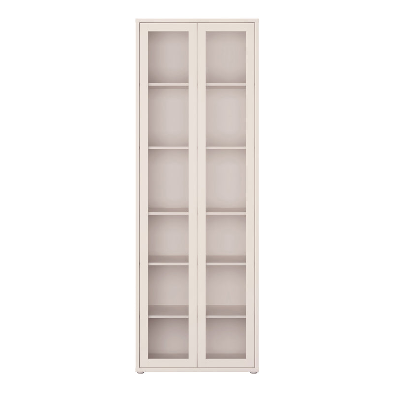 Alice Springs Slim Tall Display Cabinet with 2 Glass Doors Push — side angle
