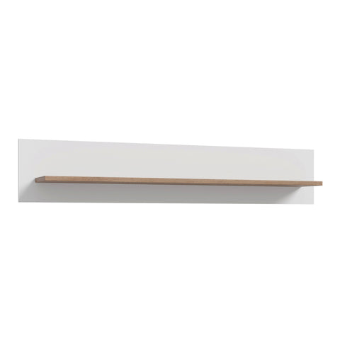 Wensley Wall Shelf in Light Grey and Oak — front view