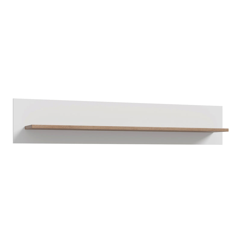 Wensley Wall Shelf in Light Grey and Oak — front view