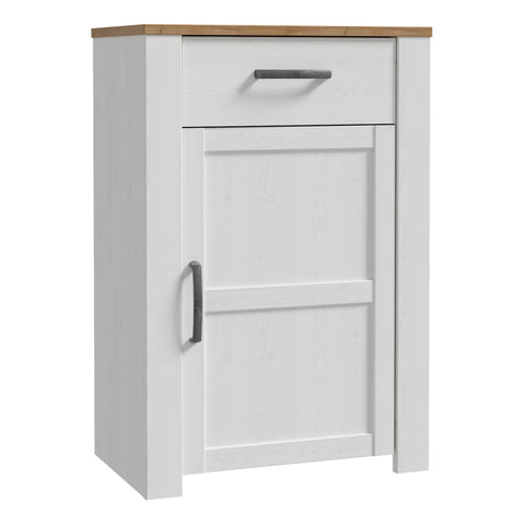 Bohol 1 Door 1 Drawer Shoe Cabinet in Riviera Oak/White — front view