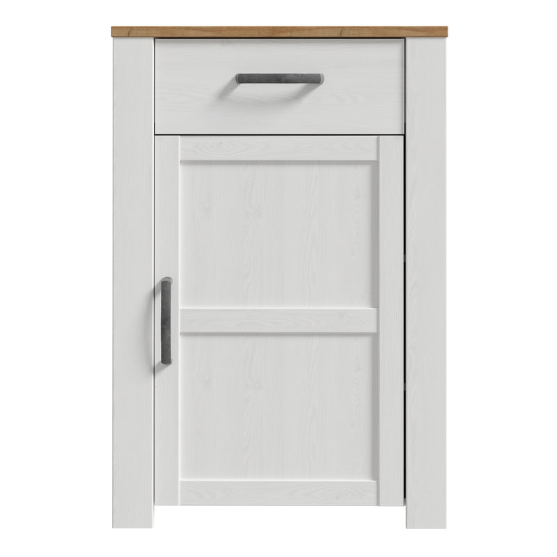Bohol 1 Door 1 Drawer Shoe Cabinet in Riviera Oak/White — side angle