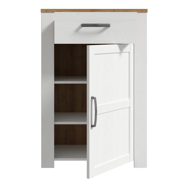 Bohol 1 Door 1 Drawer Shoe Cabinet in Riviera Oak/White — alternative angle