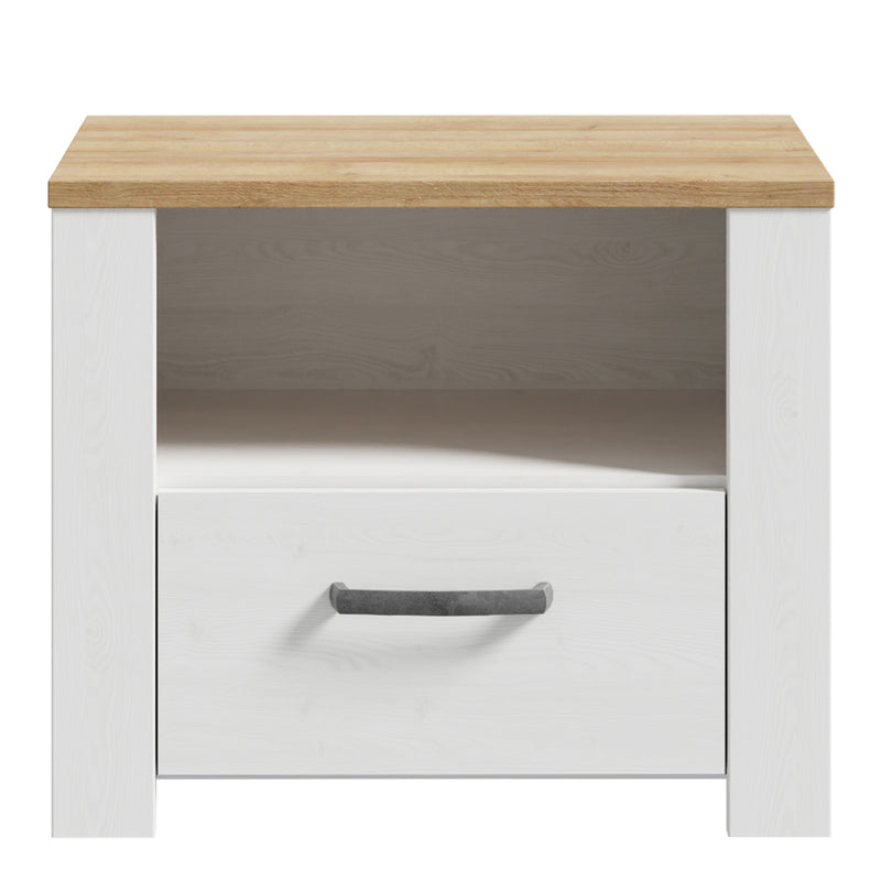 Bohol 1 Drawer Bedside I n Navy Oak — side angle