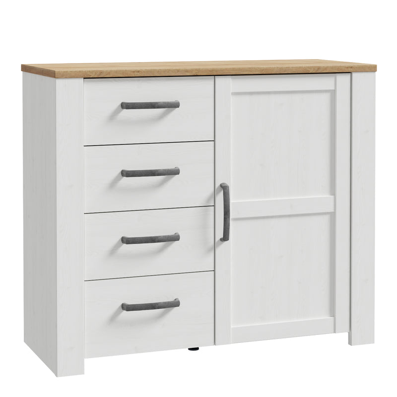 Bohol 1 Door 4 Drawer Chest in Riviera Oak/White — front view