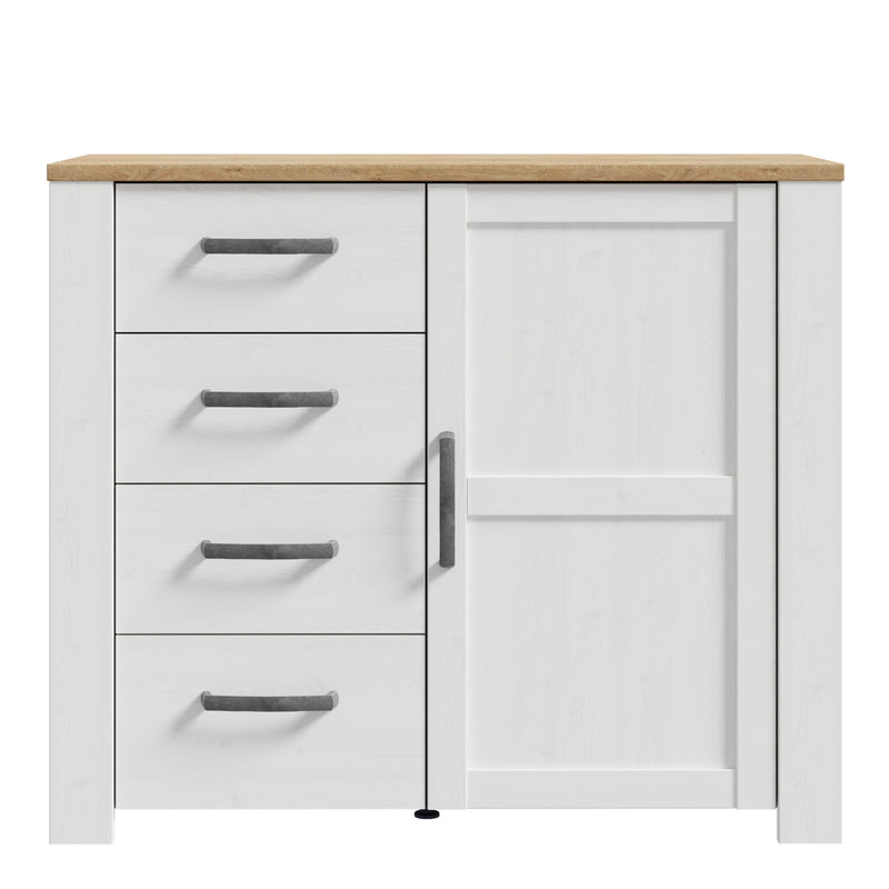 Bohol 1 Door 4 Drawer Chest in Riviera Oak/White — side angle