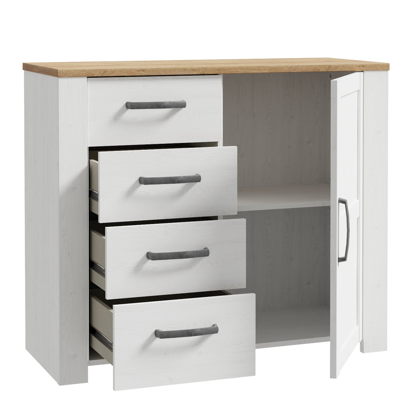Bohol 1 Door 4 Drawer Chest in Riviera Oak/White — detail view