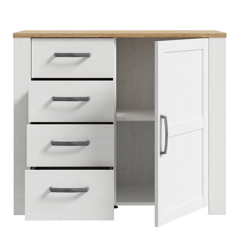 Bohol 1 Door 4 Drawer Chest in Riviera Oak/White — alternative angle