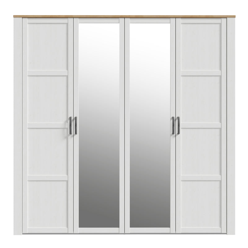 Bohol 2 Door 2 Mirrored Door Wardrobe in Riviera Oak/White — side angle