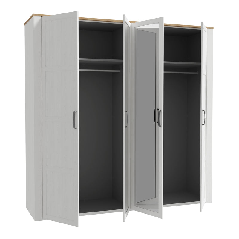 Bohol 2 Door 2 Mirrored Door Wardrobe in Riviera Oak/White — detail view