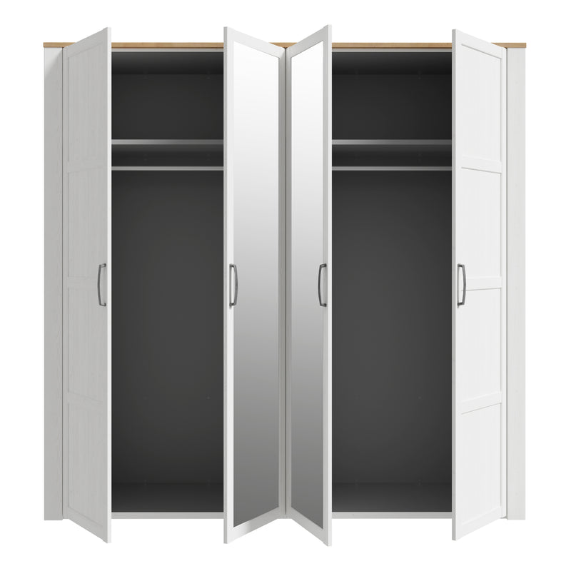Bohol 2 Door 2 Mirrored Door Wardrobe in Riviera Oak/White — alternative angle