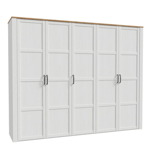 Bohol 5 Door Wardrobe in Riviera Oak/White — front view