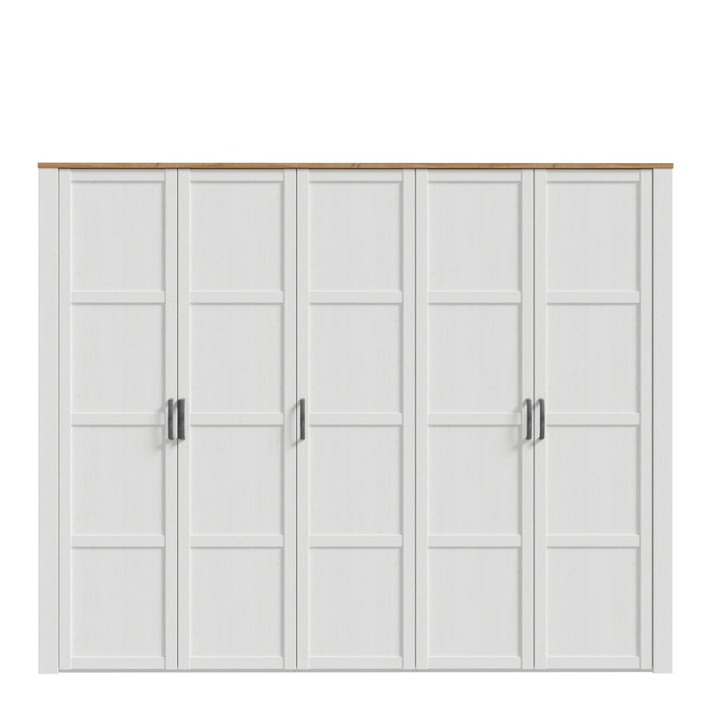 Bohol 5 Door Wardrobe in Riviera Oak/White — side angle