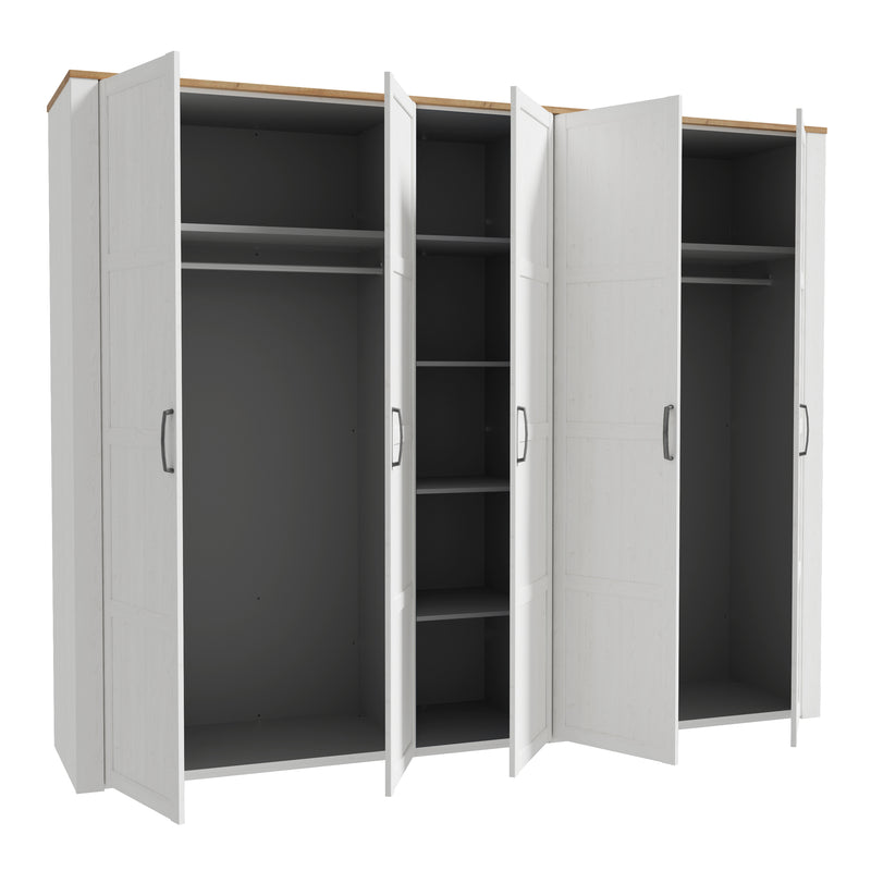 Bohol 5 Door Wardrobe in Riviera Oak/White — detail view