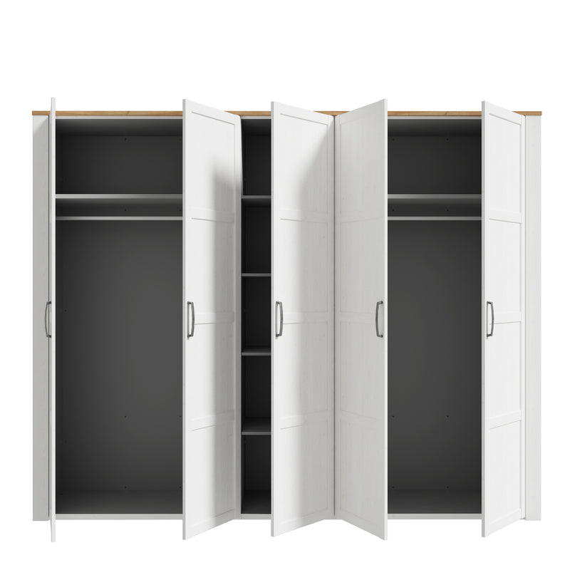Bohol 5 Door Wardrobe in Riviera Oak/White — alternative angle