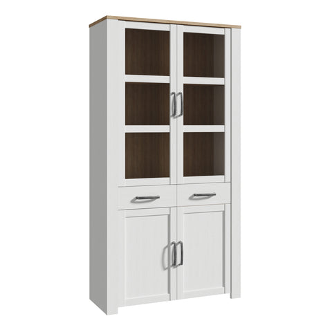 Bohol Display Cabinet 4 Door 2 Drawer in Oak/White — front view