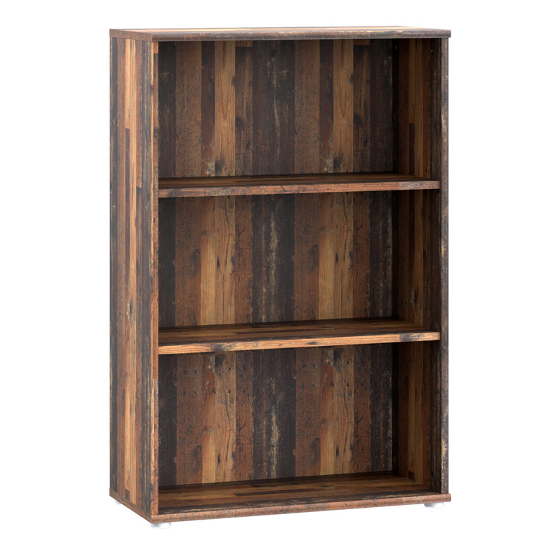 Essential Tall Wide 2 Shelf Bookcase in Vintage Oak — front view