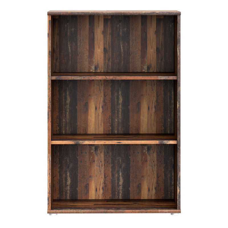 Essential Tall Wide 2 Shelf Bookcase in Vintage Oak — side angle