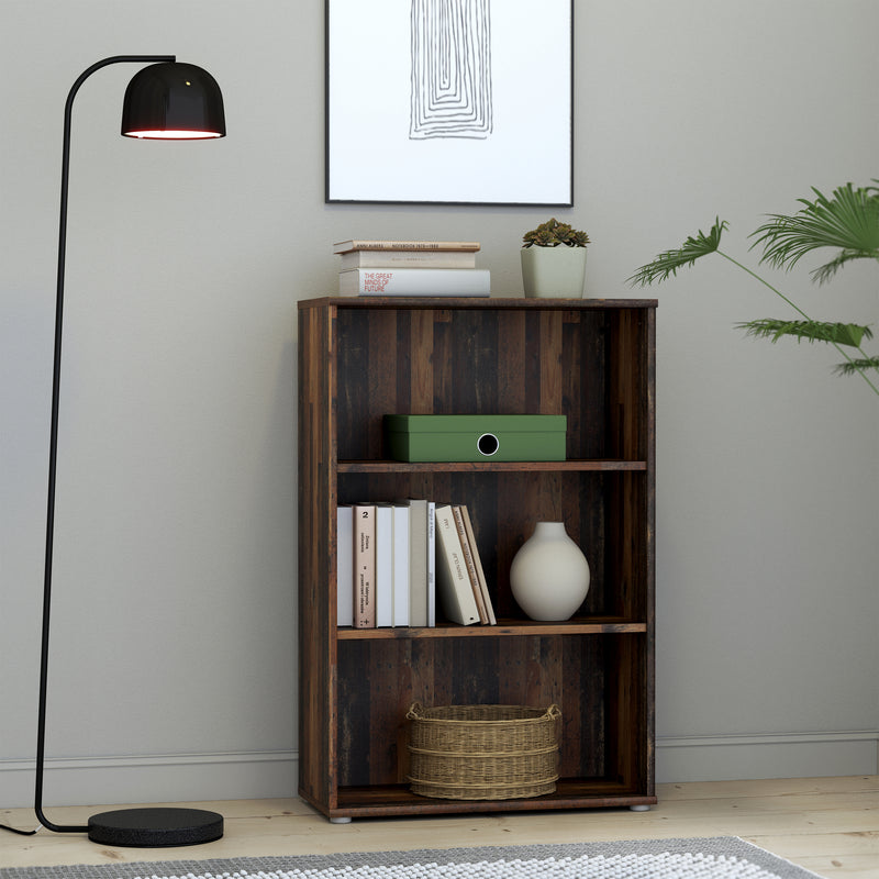 Essential Tall Wide 2 Shelf Bookcase in Vintage Oak — alternative angle
