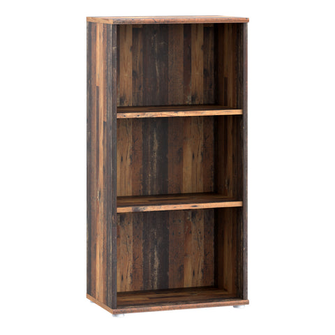 Essential Tall Narrow 2 Shelf Bookcase in Vintage Oak — front view