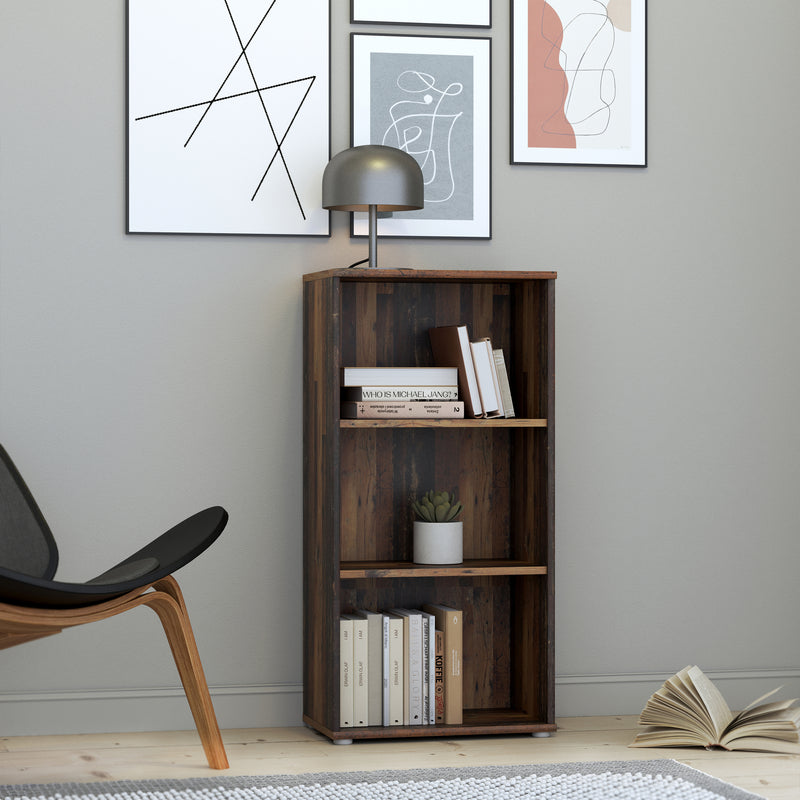 Essential Tall Narrow 2 Shelf Bookcase in Vintage Oak — alternative angle