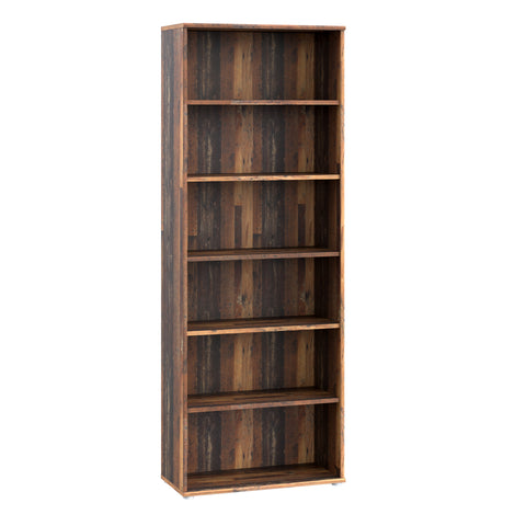 Essential Wide 5 Shelf Bookcase in Vintage Oak — front view