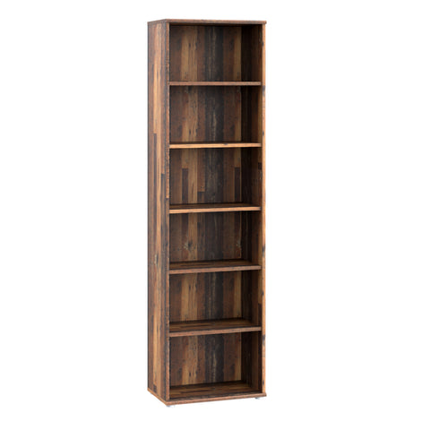 Essential Narrow 5 Shelf Bookcase in Vintage Oak — front view