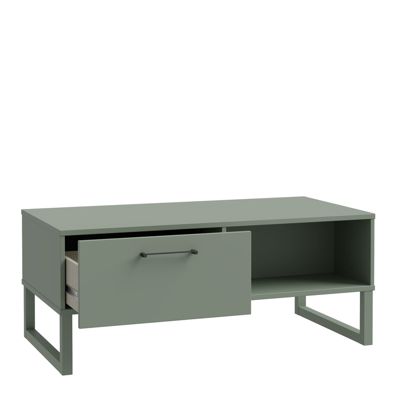 Sali 1 Drawer Coffee Table in Sage Green — detail view